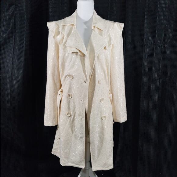 NWT@$100! ASHLEY STEWART! CREAM FLORAL PATTERNED SATIN BROCADE JACKET! SZ 18/20 - Picture 3 of 12